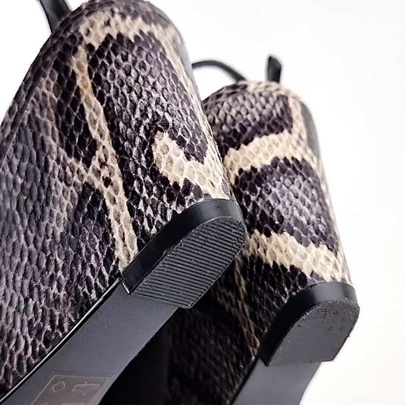 ARTURO CHIANG Black Leather Reptile Print Wedge Slingback Shoe Peep Toe Sz 7.5M - Picture 15 of 16
